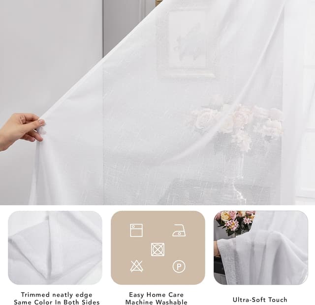 Thumbnail 2 de Deconovo Voile Vorhang 280x140 Weiß