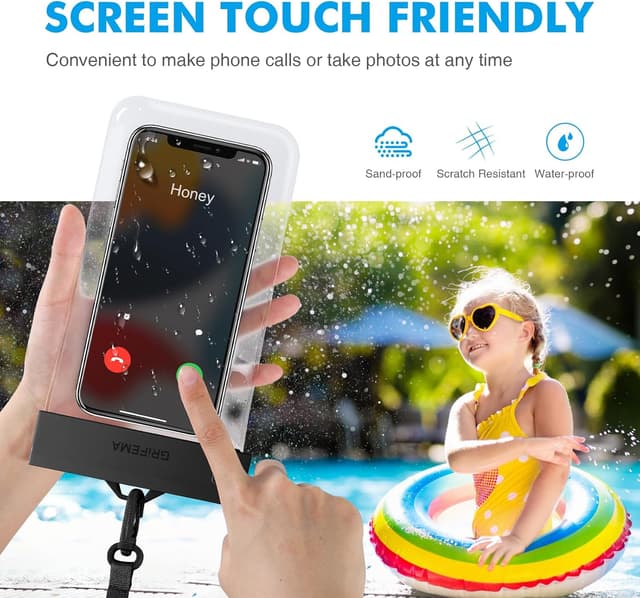 Detalle de GRIFEMA GH01, 2 custodie impermeabili IPX8 per smartphone fino a 8,2" (Nero)