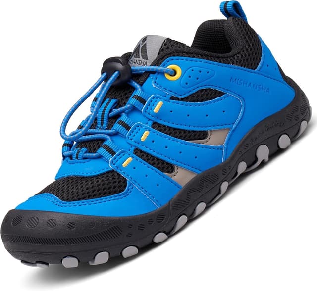 Detalle de Mishansha Jungen Mädchen Wanderschuhe mit Klettverschluss – rutschfeste, flexible Walkingschuhe (Gr. 24–38)