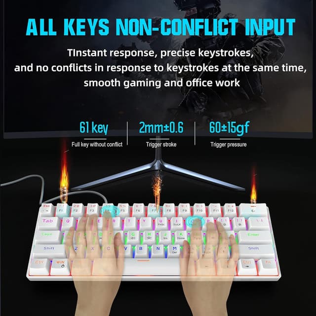 Detalle 2 de Snpurdiri 60% Gaming Tastatur mit 61 Tasten