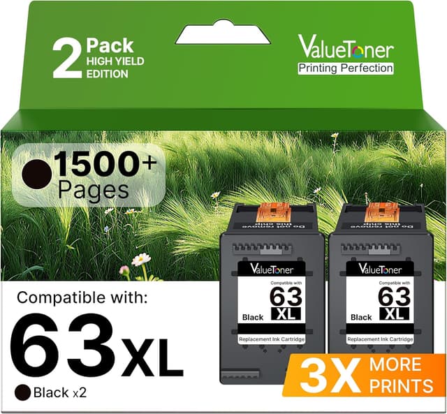 Detalle de Valuetoner 63XL Black Ink Cartridge 480 pages