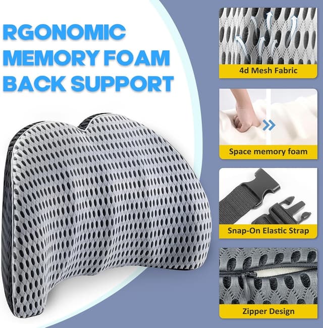 Thumbnail 2 de Aipwerer Coussin lombaire mémoire noir pour voiture 💺