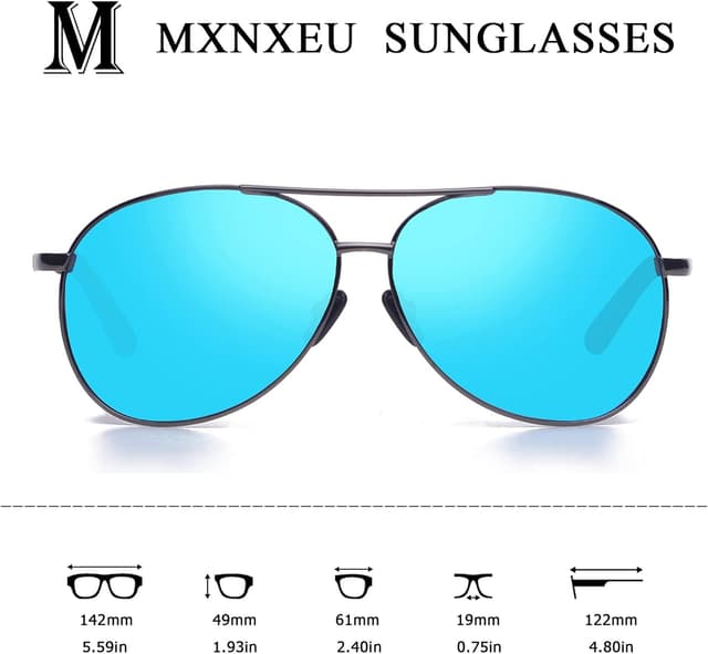 Detalle de MXNXEU Sonnenbrille für Herren Fahrerbrille polarisiert (UV400) – schwarz, Outdoor Vintage Stil