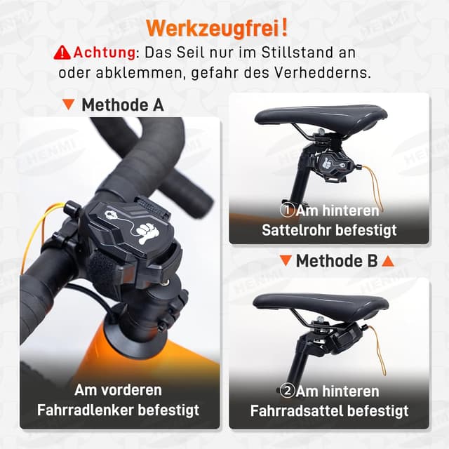 Thumbnail 4 de HENMI Abschleppseil Fahrrad 2,5 m 100 kg