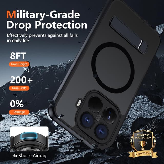 Detalle de Coque magnétique XTCASE pour Xiaomi 15T Pro compatible MagSafe avec béquille (noir, translucide mat)