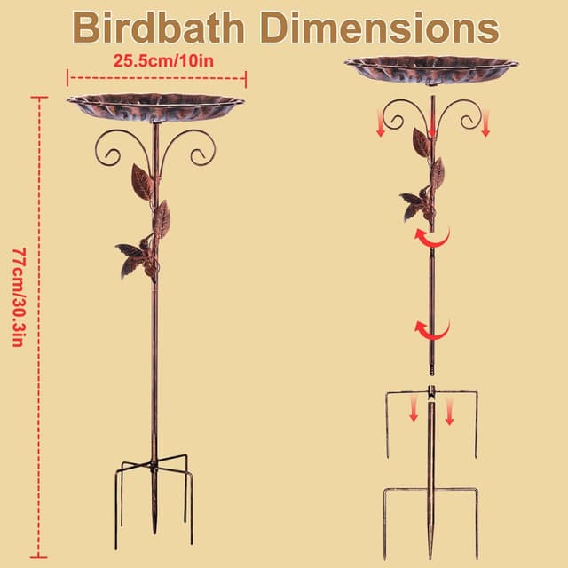 Thumbnail 6 de Restorgan Vogelbad 35 cm Garten, Metall
