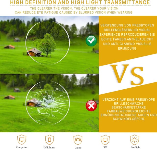 Detalle de Kerecsen 3 Pack Reading Glasses with Blue Light Blocking & UV400 Lenses – Lightweight square frames