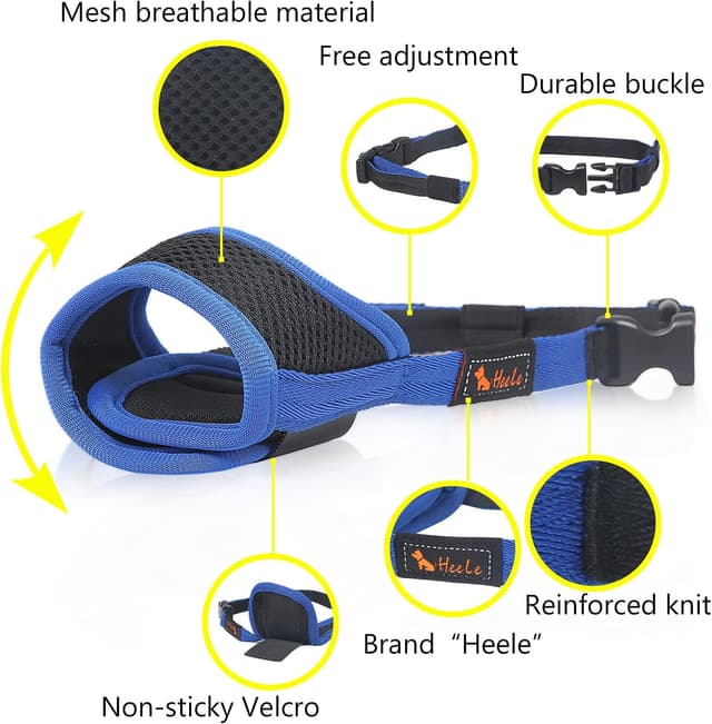 Detalle 2 de HEELE Museruola cane M taglia M in rete traspirante blu