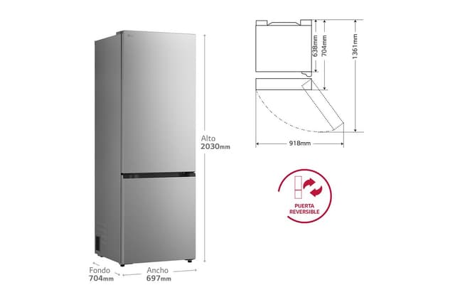 Detalle 2 de LG GBBW322DPY combi 465 L, inox antihuellas