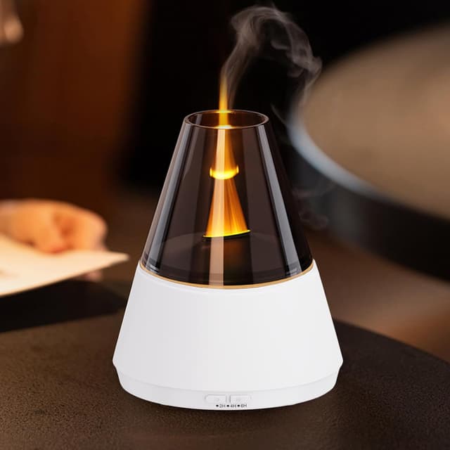 Detalle de Diffuseur d’huiles essentielles avec effet flamme LED (7 couleurs) et humidificateur 3 en 1
