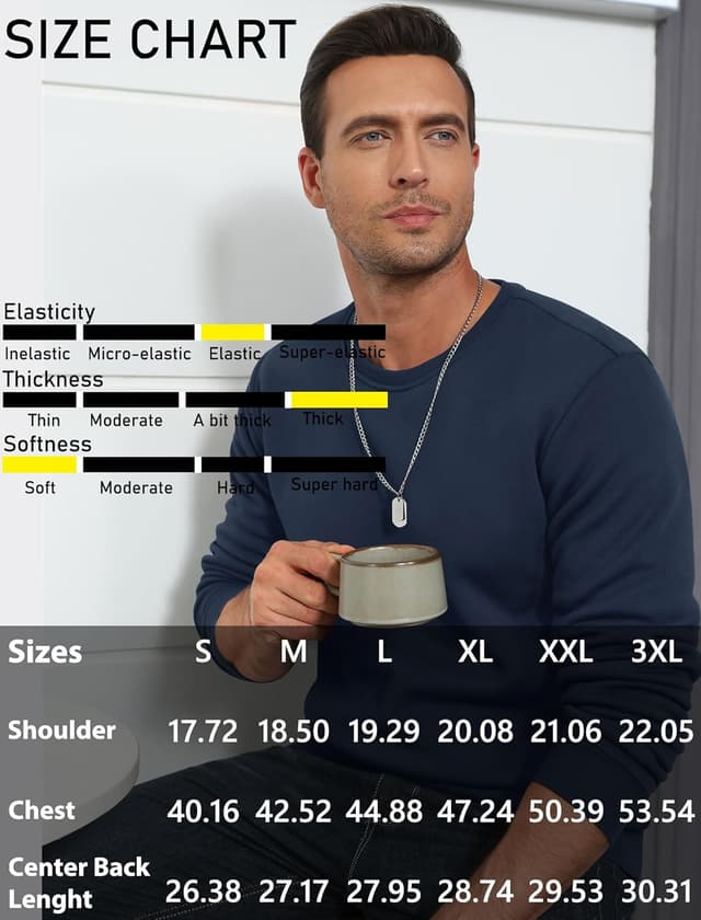 Thumbnail 6 de EKLENTSON men’s winter fleece sherpa crewneck sweatshirt (no hood) in cotton blend