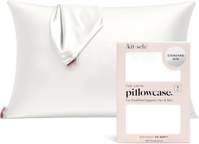 Imagen de Kitsch Satin Pillowcase 19x26 Ivory with Zipper en OfertitasTOP