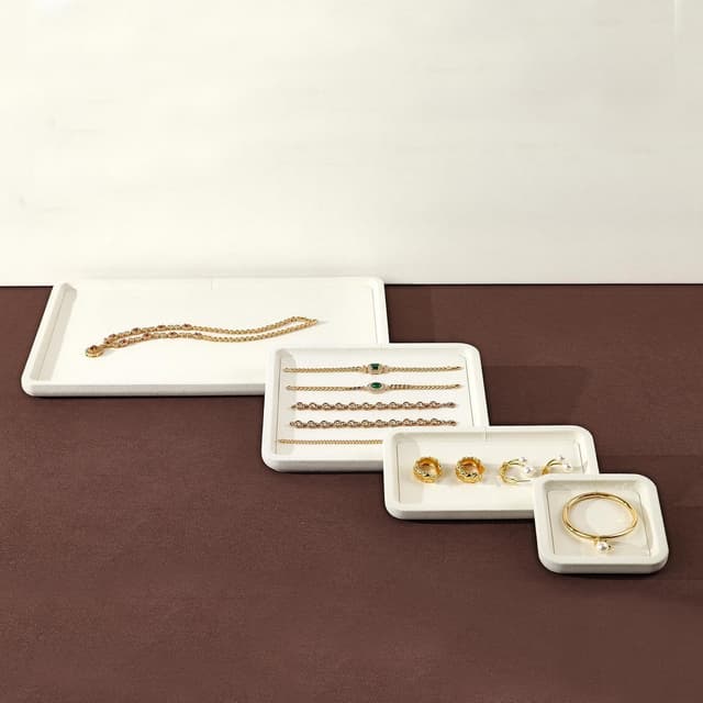 Thumbnail 6 de Papten Bandeja de microfibra para joyas, apilable, beige