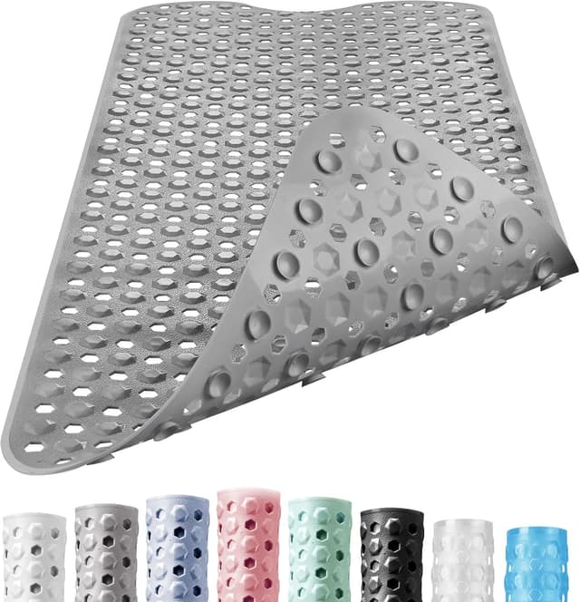 Detalle de DOPROP Premium Non-Slip Bath Mat (100 x 40cm) with Suction Cups – Luxury Grey