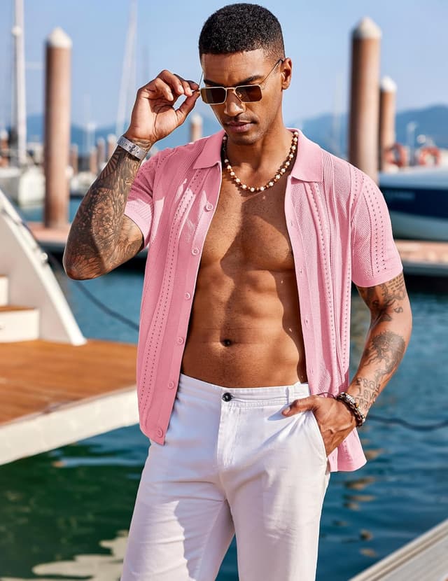 Detalle 2 de COOFANDY Men's Knit Polo Shirt