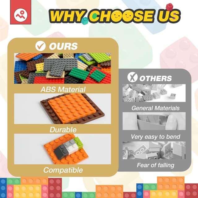 Detalle de HUIZDQ 150 Platten-Set für Bauplatten: 12 Größen in Classic/Random Color, kompatibel mit vielen Marken