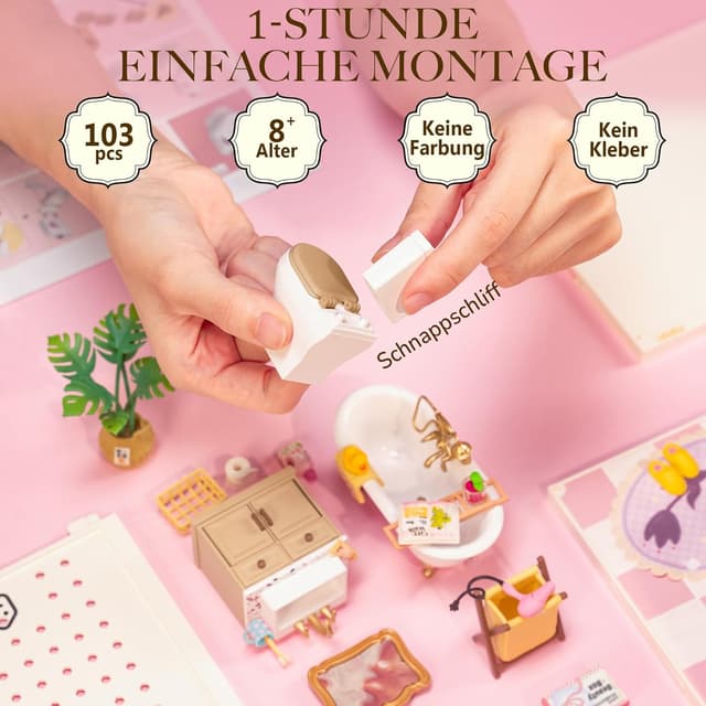 Detalle 2 de Rolife Super Creator DIY Miniature House „Pop Bubble Bathroom“ – Miniatur-Haus Bausatz zum Selberbauen