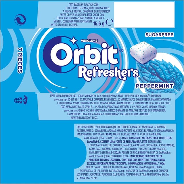 Thumbnail 8 de Orbit Refreshers Chicles Sin Azúcar Menta, Pack Bolsa de Bolsillo 🌀