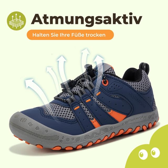 Detalle 2 de Mishansha Kinder-Trekkingschuhe Unisex (Gr. 24–38) – Outdoor-Sportschuhe mit breiter Spitze