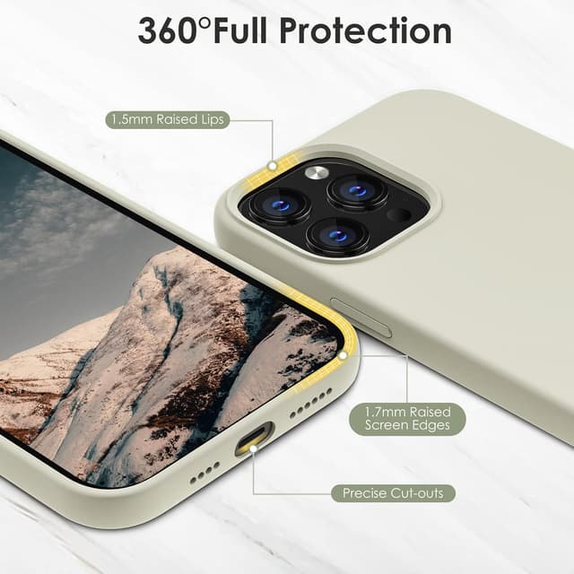 Detalle de OIIAEE Liquid Silicone Case for iPhone 13 Pro Max (6.7 inch) – Ultra-slim shockproof cover in Stone