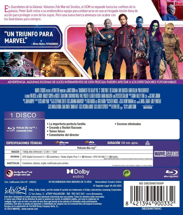 Detalle 2 de Guardianes de la Galaxia Vol.3 Blu-ray
