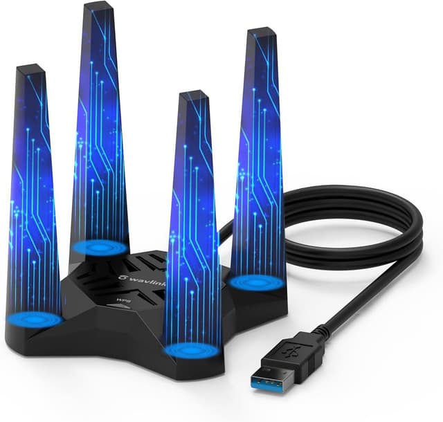 Detalle de Wavlink AX1800 USB WiFi Adapter for Desktop PC (WiFi 6, Dual Band 5GHz + 2.4GHz, USB 3.0)