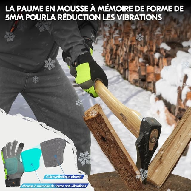Detalle de Vgo… SL7584FLWP : paire de gants de travail d’hiver imperméables compatibles écran tactile