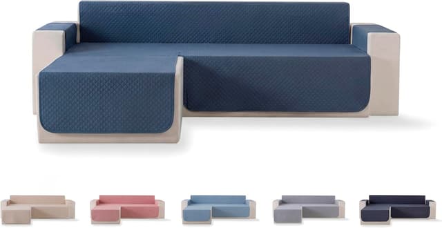 Detalle de Copridivano Todocama per divano/chaise longue imbottito a rombi traspirante, grigiastro, 200 cm