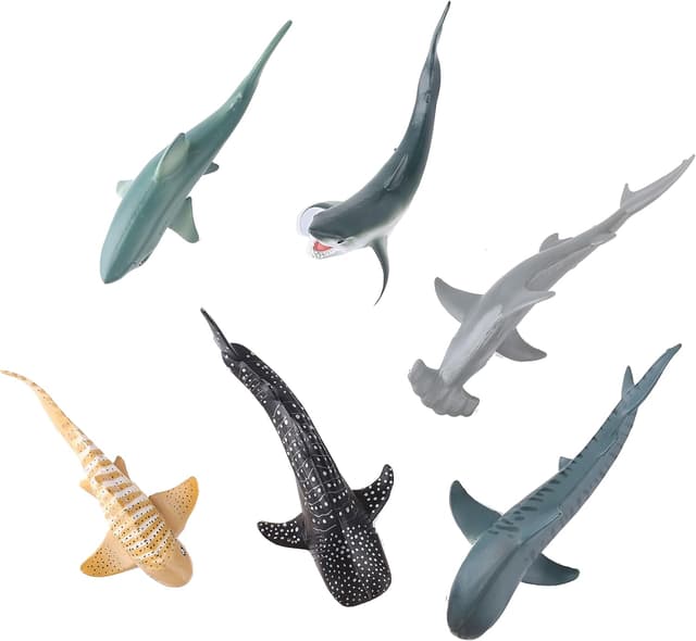 Detalle de FLORMOON Realistic Shark Figurines (6 pcs) – Undersea creature action models for kids and cake toppers