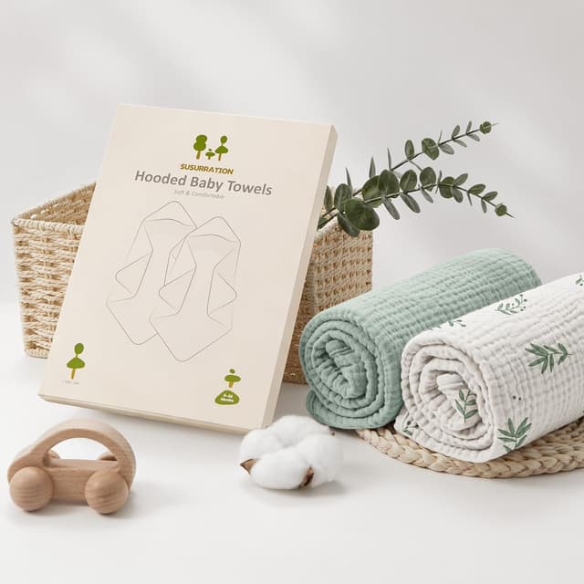 Thumbnail 6 de Susurration Baby Handtuch mit Kapuze – 4-lagig aus Musselin-Baumwolle, 2er-Set