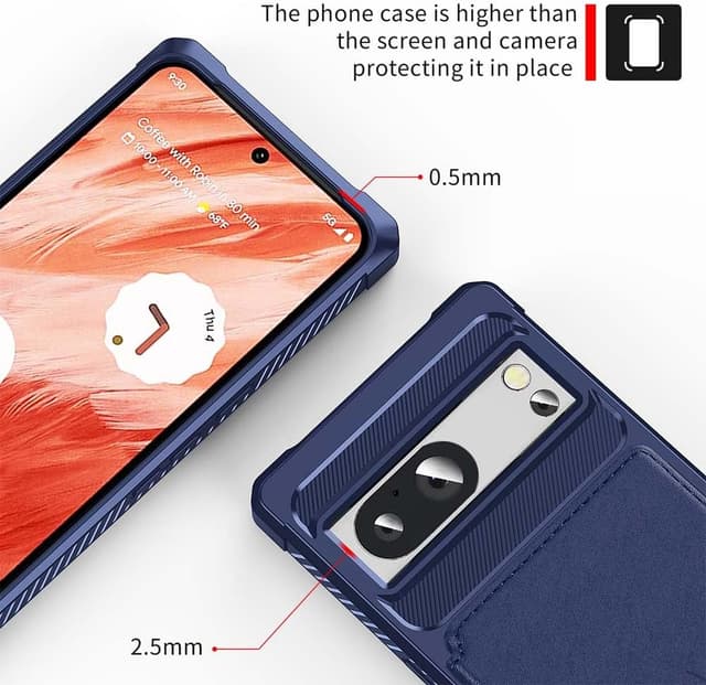 Thumbnail 6 de XYZNTMF Flip Wallet Case for Google Pixel 8 (Blue) with Card Holder, Magnetic Clasp & Kickstand