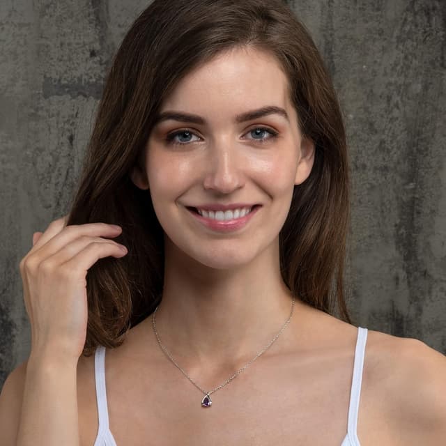 Detalle de Collier pendentif namana en argent sterling 925 avec pierre naturelle (améthyste, topaze bleue, citrine, péridot ou grenat)