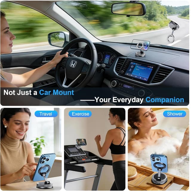 Thumbnail 6 de Chiclish MagSafe Car Phone Holder (360° Adjustable, 3M Suction, Up to 3600 gf Magnetic Force) for iPhone 17–12 Series