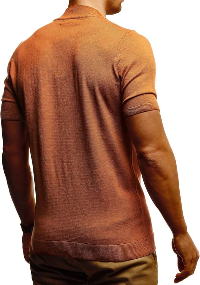 Detalle de Leif Nelson LN7430 : t-shirt d’été homme à col rond, coupe ajustée en maille fine (blanc/noir)