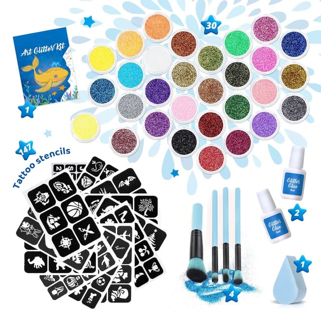 Thumbnail 1 de Bledras Glitzer Tattoo Set Kinder 30 Farben