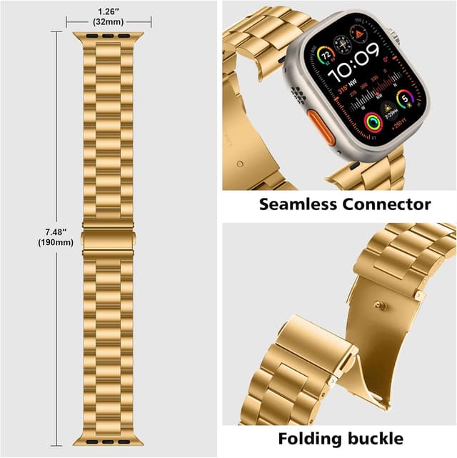 Detalle de Tasikar metal strap replacement for Apple Watch Ultra 49mm (Gold)
