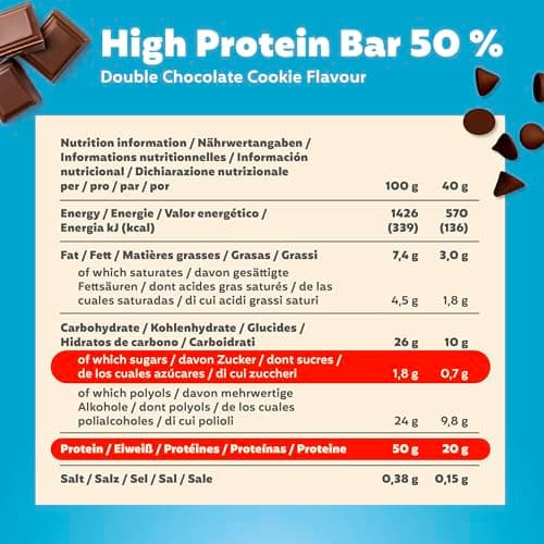 Thumbnail 6 de Premier Protein High Protein Bar 50% Double Chocolate Cookie (16x40 g), baja en azúcar y baja en carbohidratos