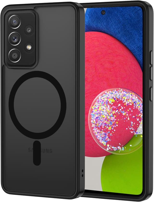 Detalle de Coque XTCASE pour Samsung Galaxy A53 5G magnétique compatible MagSafe – étui mat translucide anti-rayures, bumper TPU antichoc (noir)