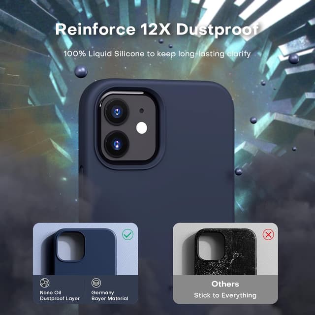 Detalle 2 de TOCOL Silicone for iPhone 12 Case (6.1-inch) – Liquid Silicone Slim, Blue