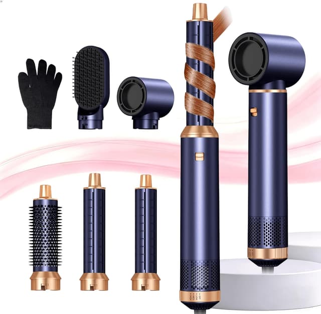 Detalle de UKLISS Set Styler per capelli 5 in 1 con airstyler, air curlers e asciugacapelli (blu)