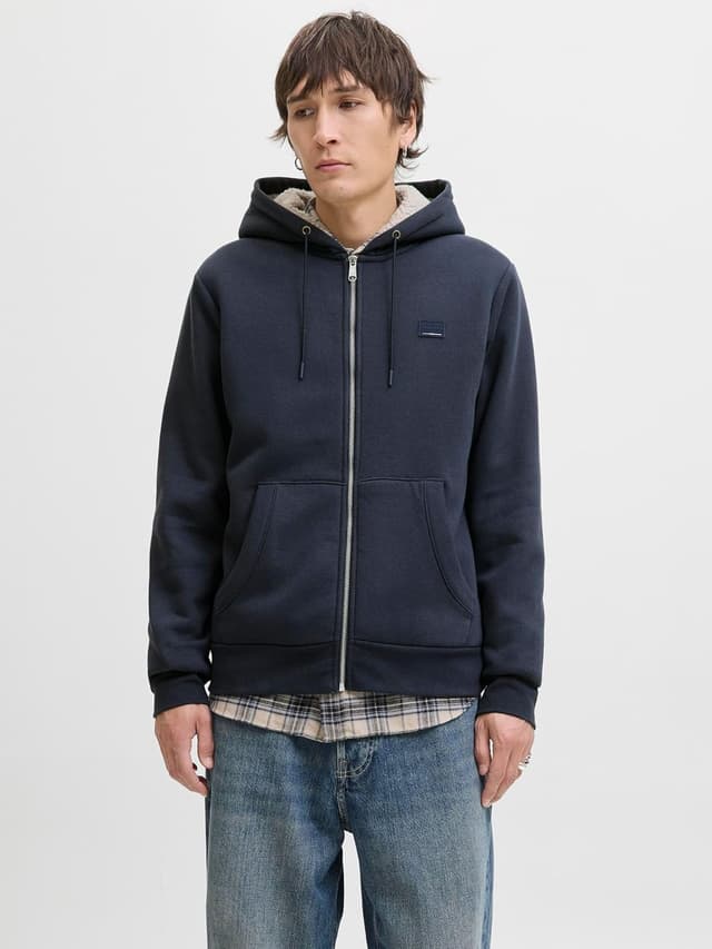 Detalle de JACK & JONES Jprblumason Teddy Sweat Zip con cappuccio da uomo