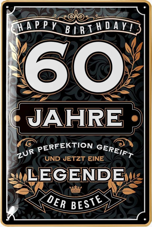 Detalle de LANOLU Blechschild „60 Jahre Legende“ – Deko zum 60. Geburtstag, 20 x 30 cm