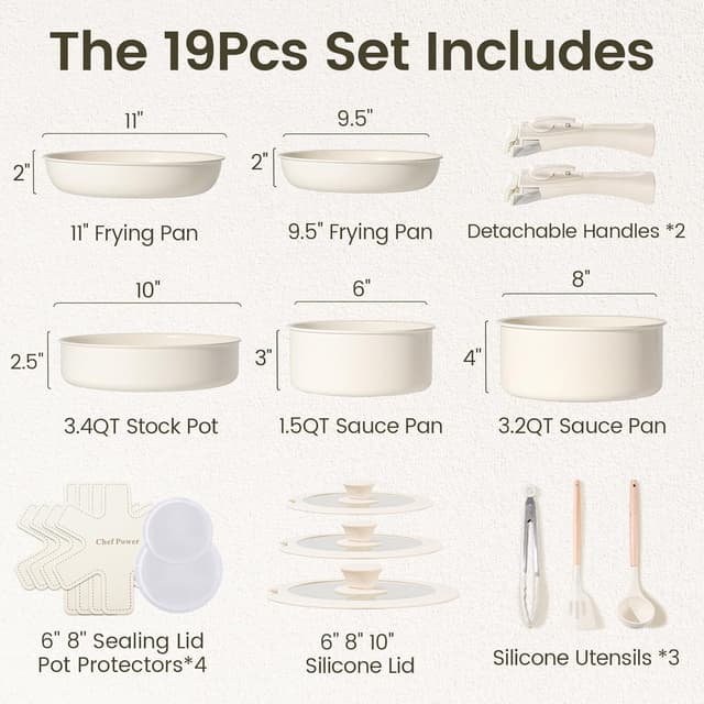 Thumbnail 1 de Chef Power Ceramic Cookware Set, 19-Pc ⚙