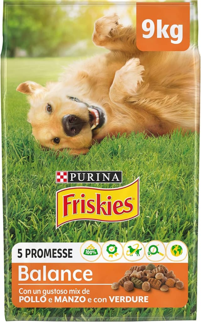 Detalle de Purina Friskies Balance Trockenfutter für Hunde mit Huhn, Rindfleisch und Gemüse – 9 kg