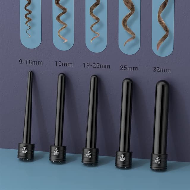 Detalle de 5-in-1 Hair Curling Wand Tongs with LCD Temperature Control (9mm–32mm) and PTC Ceramic Barrels