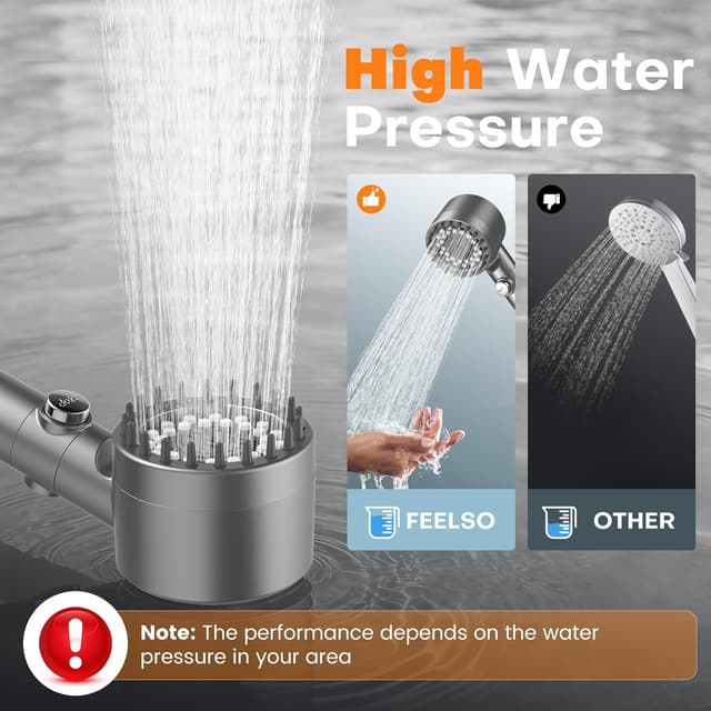 Detalle 2 de FEELSO Shower Head Filter with 15-Stage Filtration, Anti-clog Nozzles & 3+1 Spray Modes