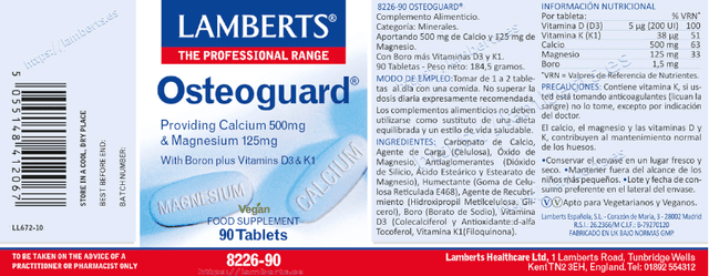 Thumbnail 1 de Lamberts Osteoguard 90 tabletas — Calcio y Magnesio 💊