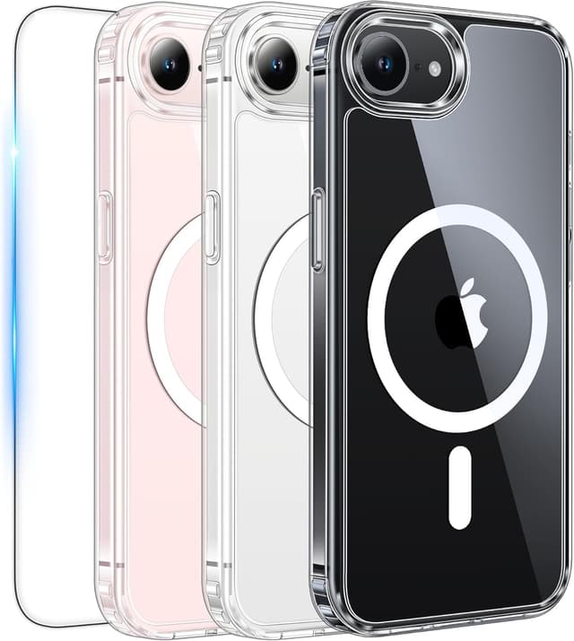 Detalle de FNTCASE Clear Magnetic Case for iPhone 17e & iPhone 16e (MagSafe Compatible) with Screen Protector