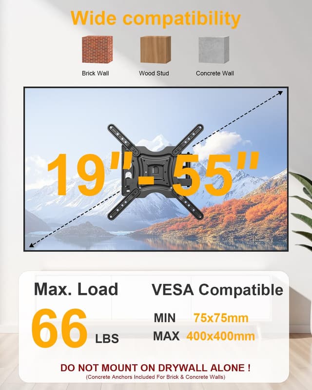 Detalle de XVCAS Full Motion TV Wall Mount 55 in