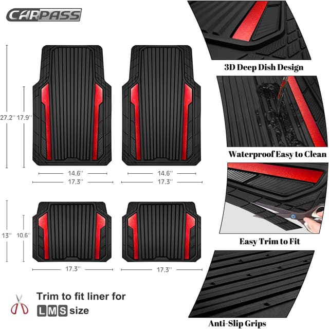 Detalle 2 de CAR PASS Heavy Duty Rubber Car Mats 27.2"